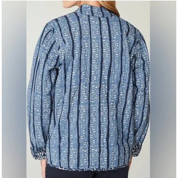 Pure J Jill Cotton 2X Reversible Quilted Jacket Blue Pockets Artsy Lagenlook - Picture 12 of 12